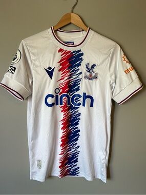 MACRON Mateta Crystal Palace adult  White Jersey with Blue and Red Accents